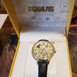 Peanuts Women's Watch with Black Strap and Snoopy Design